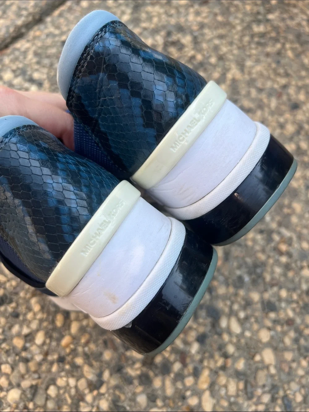 Michael Kors Felix Extreme Blue and White Mesh Slip-On Fashion Sneakers